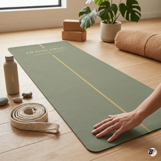 Benutzerdefinierte Salbeigrün & Gold Minimalistisc Yogamatte