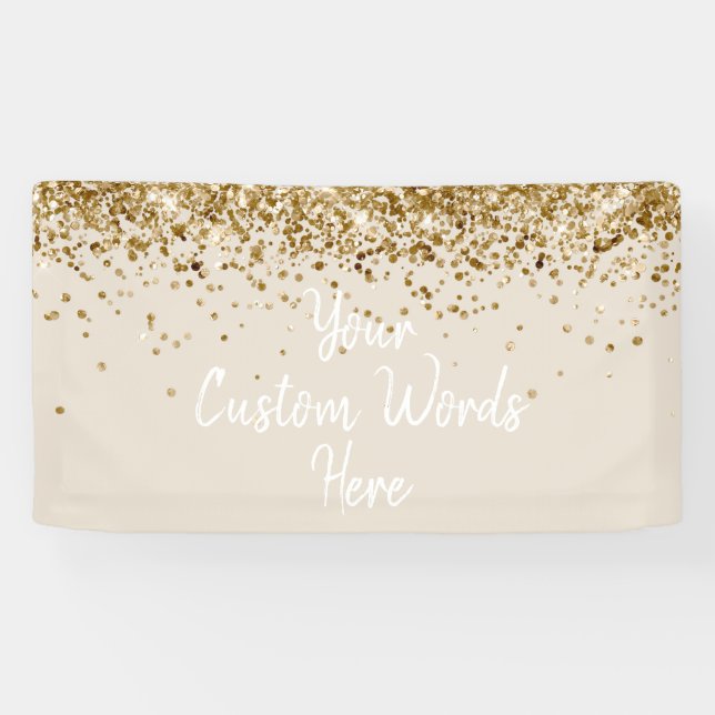 Benutzerdefinierte Sand Weiße Gold Geburtstagsfeie Banner (Horizontal)