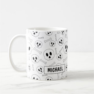 Benutzerdefinierte Schädel und Knochen Cartoon-Hal Kaffeetasse