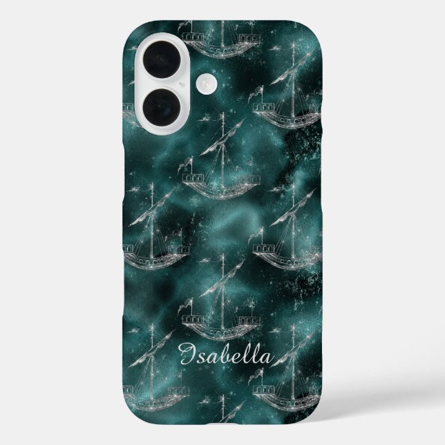 Benutzerdefinierte Schiffe auf Ozean Sparkle Blue  Case-Mate iPhone Hülle (Rückseite)