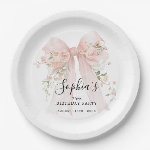 Benutzerdefinierte Schleife mit Rosen zum 70. Gebu Pappteller