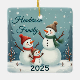 Benutzerdefinierte Schneemann-Familie mit drei Per Keramikornament