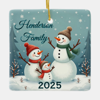 Benutzerdefinierte Schneemann-Familie mit drei Per Keramikornament