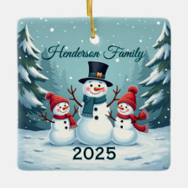 Benutzerdefinierte Schneemann-Familie mit drei Per Keramikornament