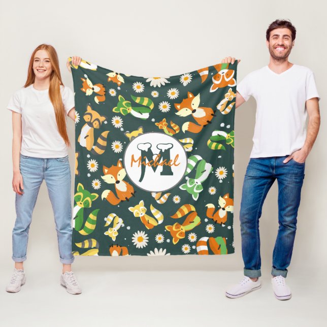 Benutzerdefinierte schöne Raccoons Skript Safari b Fleecedecke (Beispiel)