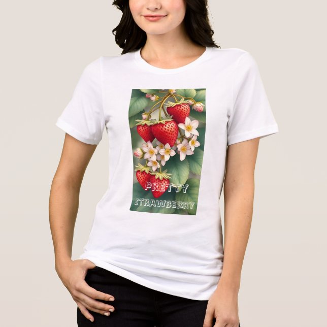 Benutzerdefinierte Schöne Rote Erdbeere Personalis Tri-Blend Shirt (Vorderseite)