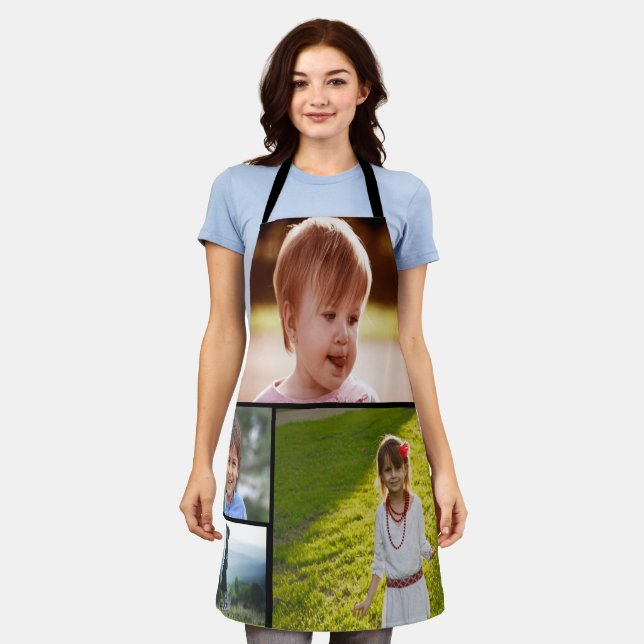 Benutzerdefinierte Schürze mit vier Fotos für Mehr (Getragen)