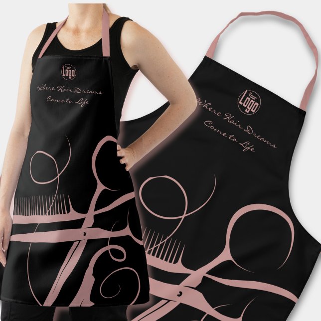 Benutzerdefinierte Schwarz Rosa Logo Motto Haartoo Schürze (Custom Black Pink Logo Motto Hair Tools Apron)