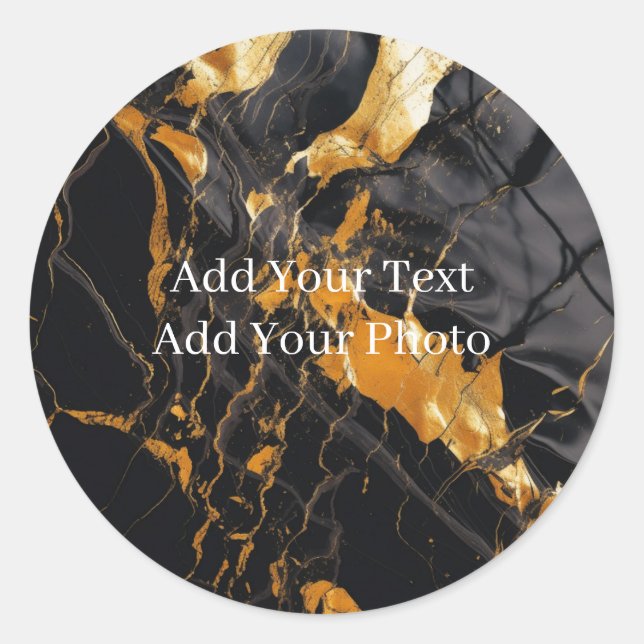 Benutzerdefinierte Schwarz- und Goldblankvorlage Runder Aufkleber (Vorderseite)