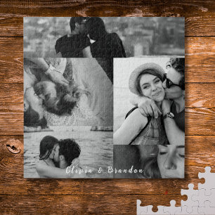 Benutzerdefinierte Schwarz-Weiß-Foto-Collage mit N Puzzle