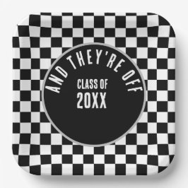 Benutzerdefinierte schwarze Checked Graduation Par Pappteller