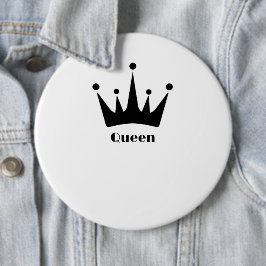 Benutzerdefinierte schwarze Farbkronenbild Queen T Button