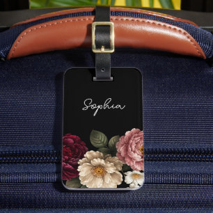 Benutzerdefinierte schwarze florale schöne Blumen  Gepäckanhänger