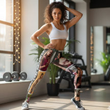 Benutzerdefinierte schwarze Fotocollage-Leggings m