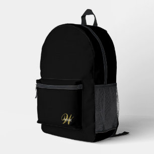 Benutzerdefinierte schwarze Goldinitiale elegant m Bedruckter Rucksack