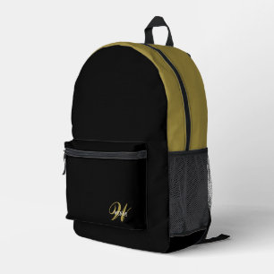 Benutzerdefinierte schwarze Goldinitiale elegant m Bedruckter Rucksack