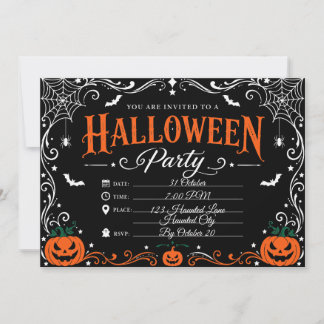 Benutzerdefinierte schwarze gothische Halloween-Pa Einladung