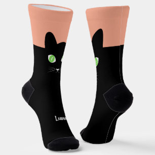Benutzerdefinierte schwarze Katzen-Foto-Socken mit Socken