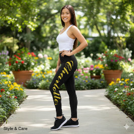 Benutzerdefinierte schwarze Leggings mit Text für