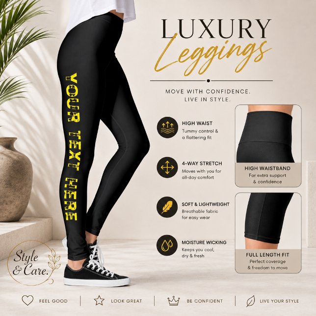 Benutzerdefinierte schwarze Leggings mit Text für  (Custom Text Black Leggings for Stylish Comfort)
