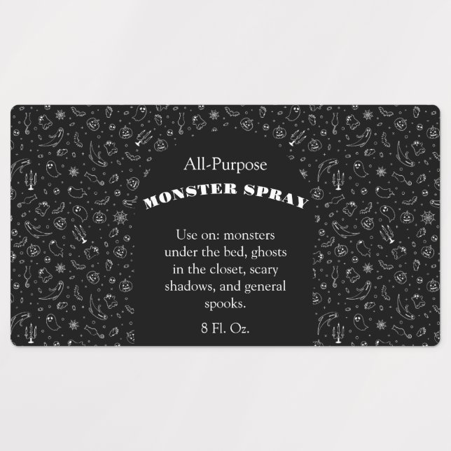 Benutzerdefinierte schwarze Monster-Spray-Labels Etiketten (Design 1)
