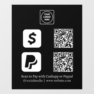 Benutzerdefinierte schwarze QR-Zahlung CashApp- Fensteraufkleber