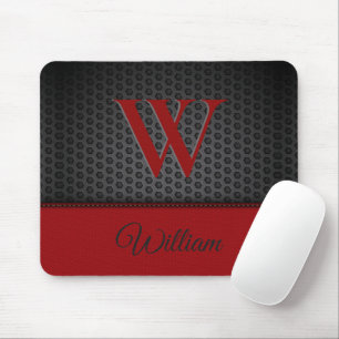 Benutzerdefinierte schwarze rote Kunstleder-Monogr Mousepad