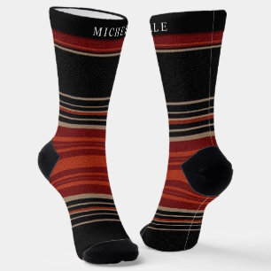 Benutzerdefinierte schwarze rote orange weiße Stre Socken
