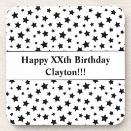 Benutzerdefinierte schwarze Sterne mit Message Bir Getränkeuntersetzer