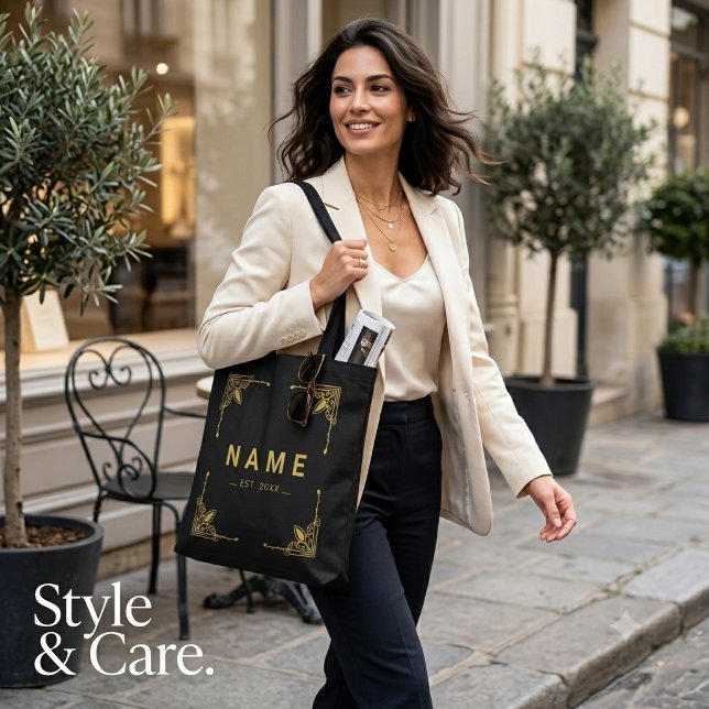 Benutzerdefinierte schwarze Tasche für den täglich (Custom Text Black Tote for Daily Use Bag)