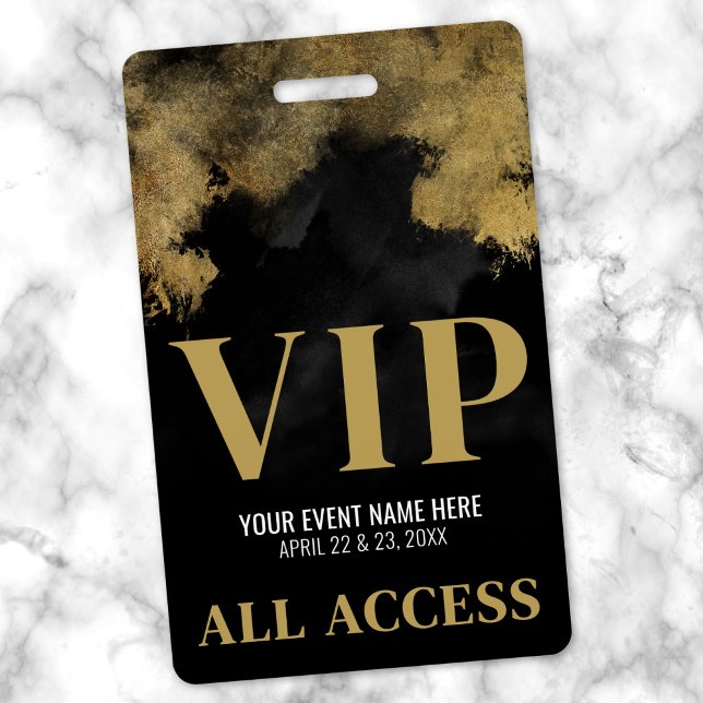 Benutzerdefinierte schwarze und goldene VIP-Verans Ausweis (Black Gold Event VIP Badge)