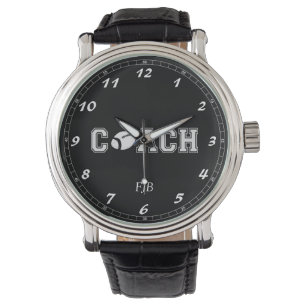 Benutzerdefinierte schwarze Vintage-Lederuhr Fußba Armbanduhr