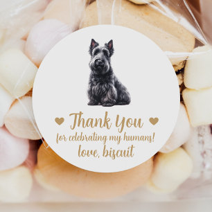 Benutzerdefinierte Scottish Terrier Hund Hochzeits Runder Aufkleber