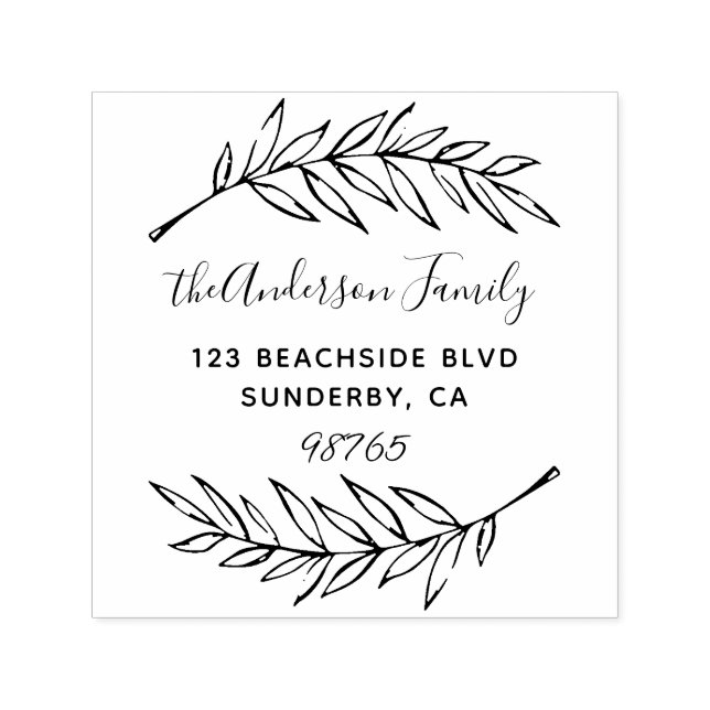 Benutzerdefinierte Script-Palm-Blätter Rücksendead Permastempel (Design)