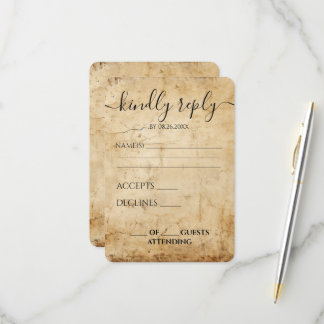Benutzerdefinierte Sepia-Vintage-Papierstruktur-Ho RSVP Karte