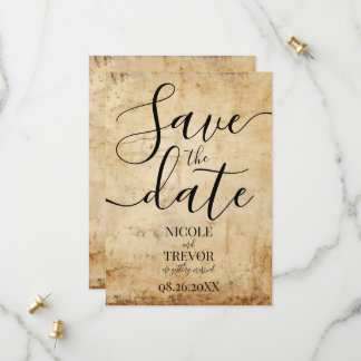 Benutzerdefinierte Sepia-Vintage-Papierstruktur Ho Save The Date
