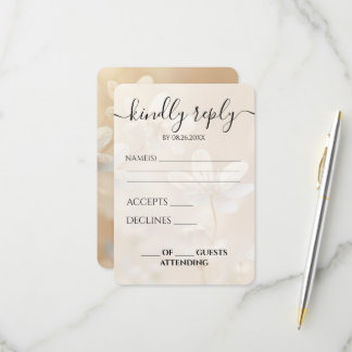 Benutzerdefinierte Sepia Weiße Blumen Hochzeit RSVP Karte