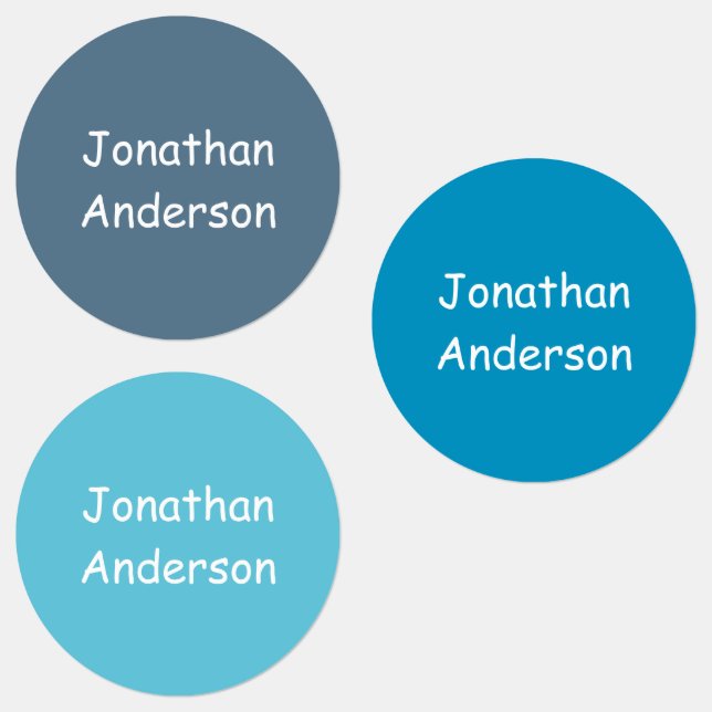 Benutzerdefinierte Shades von Blue Kid's Name Labe Etiketten (Gruppe)