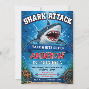 Benutzerdefinierte Shark Attack Geburtstagsfeier Einladung