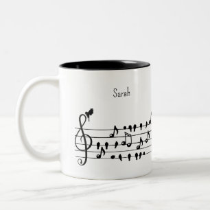 Benutzerdefinierte Singvogel-Violin-Schlüssel-Kuns Zweifarbige Tasse