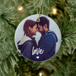 Benutzerdefinierte SkriptLiebe für mehrere Fotos Keramik Ornament