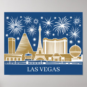 Benutzerdefinierte Skyline Las Vegas Strip Vintage Poster