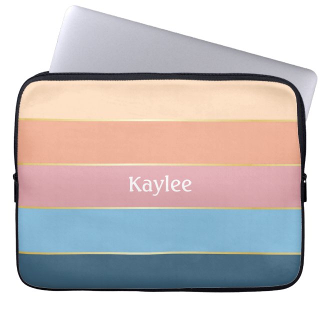 Benutzerdefinierte Sommerfarben-Farbblockstreifen Laptopschutzhülle (Vorderseite)