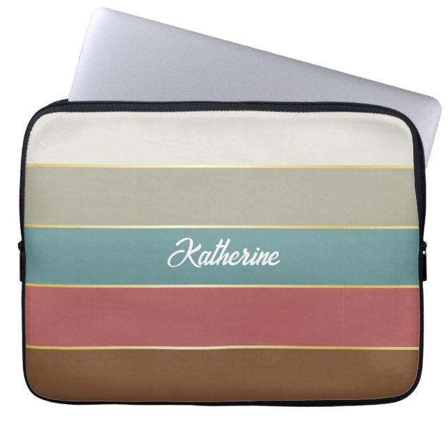 Benutzerdefinierte Sommerfarben-Farbblockstreifen Laptopschutzhülle (Vorderseite)
