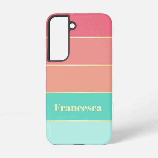 Benutzerdefinierte Sommerfarben-Farbblockstreifen Samsung Galaxy Hülle (Rückseite)