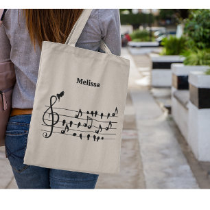 Benutzerdefinierte Songbird-Treble-Clef-Kunst Tragetasche