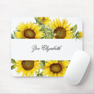Benutzerdefinierte Sonnenblumen-Blumen-Add your Na Mousepad