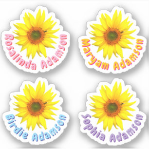 Benutzerdefinierte Sonnenblumen-Namen-Aufkleber (W Aufkleber