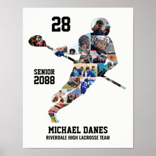 Benutzerdefinierte Sportfotocollage für Lacrossesp Poster