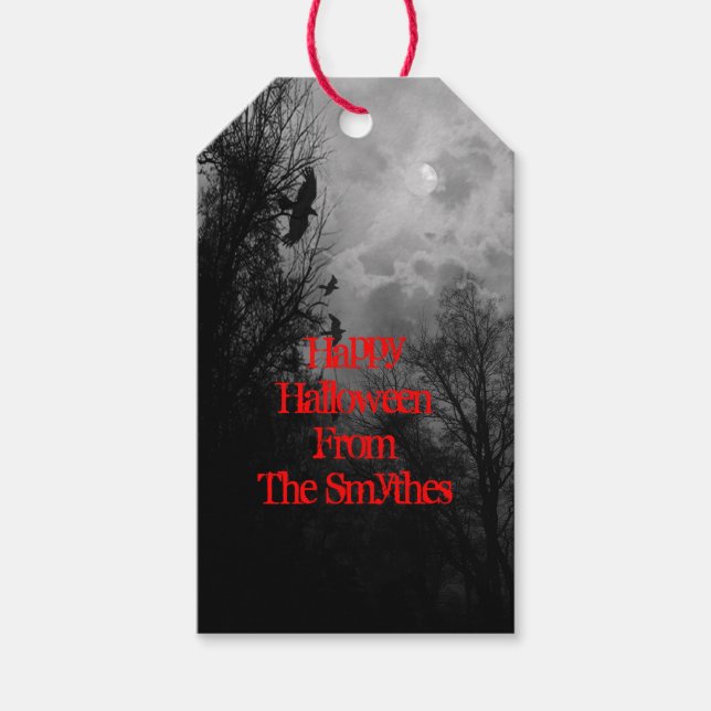 Benutzerdefinierte Spuk Halloween-Himmel mit Raven Geschenkanhänger (Vorderseite)